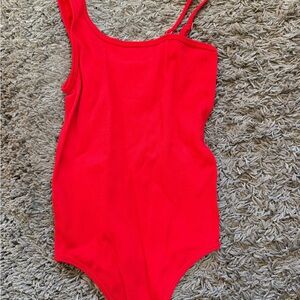 Red Ribbed Bodysuit